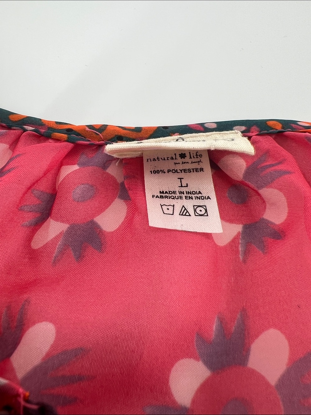 Natural Life Floral Peasant Blouse sheer lightweight breezy resort vacation L - Picture 4 of 8